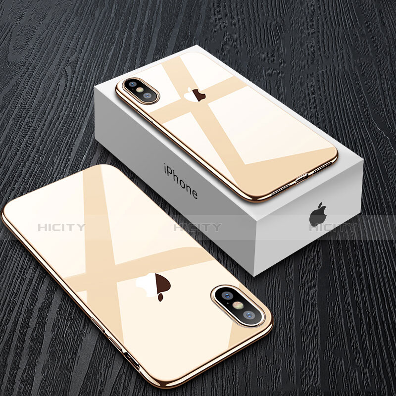 Funda Silicona Ultrafina Transparente C11 para Apple iPhone X Oro