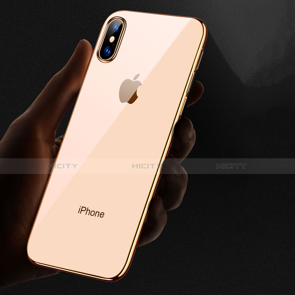 Funda Silicona Ultrafina Transparente C11 para Apple iPhone X Oro