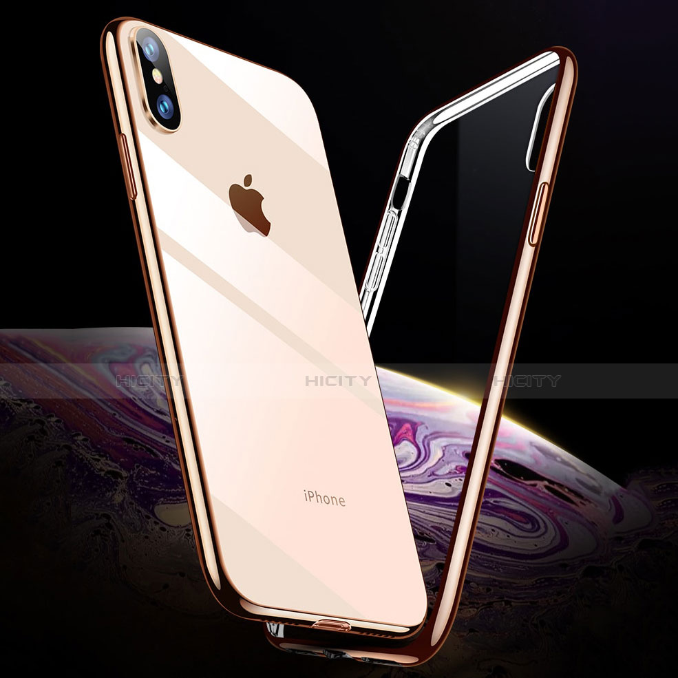 Funda Silicona Ultrafina Transparente C11 para Apple iPhone X Oro