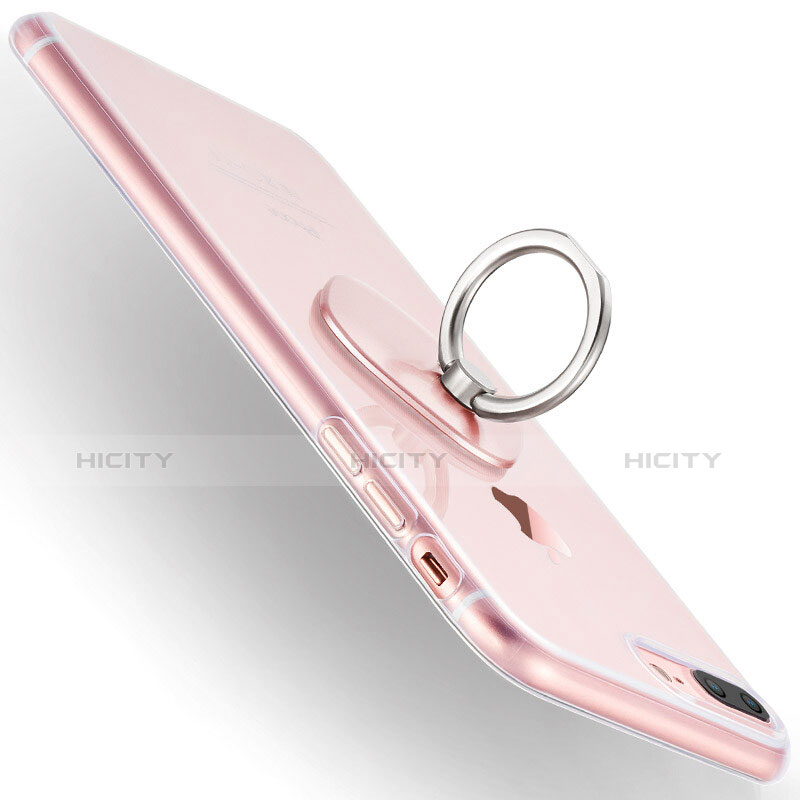 Funda Silicona Ultrafina Transparente con Anillo de dedo Soporte para Apple iPhone 8 Plus Claro