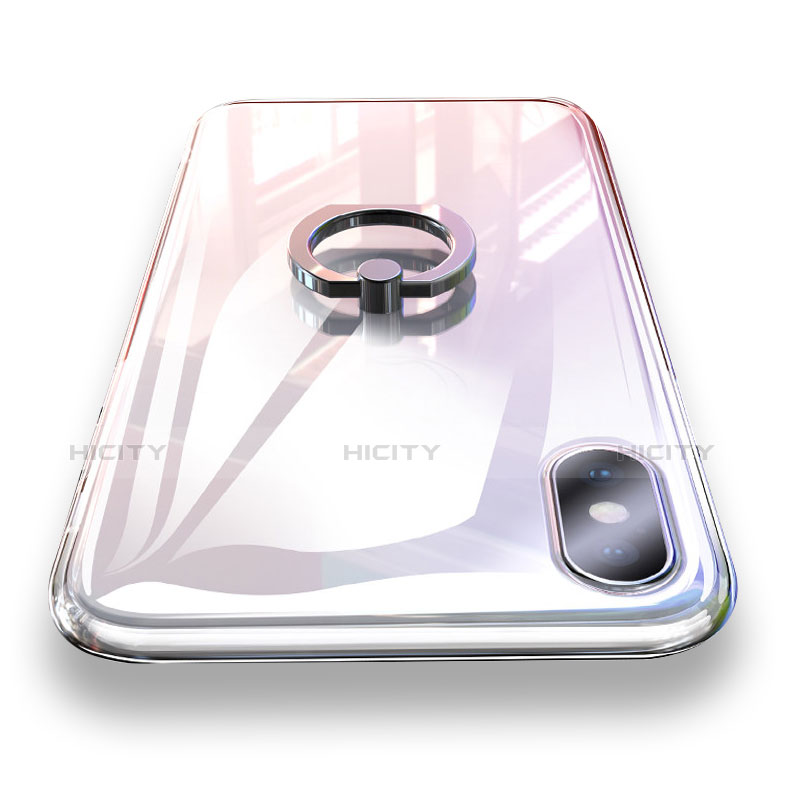 Funda Silicona Ultrafina Transparente con Anillo de dedo Soporte para Apple iPhone X Claro