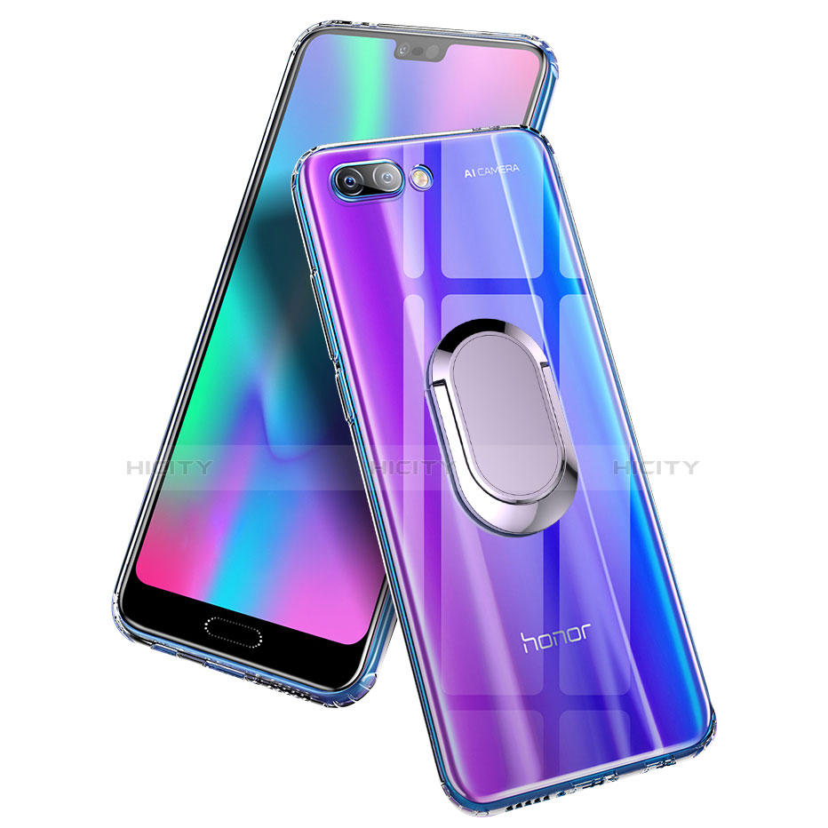 Funda Silicona Ultrafina Transparente con Anillo de dedo Soporte para Huawei Honor 10 Claro