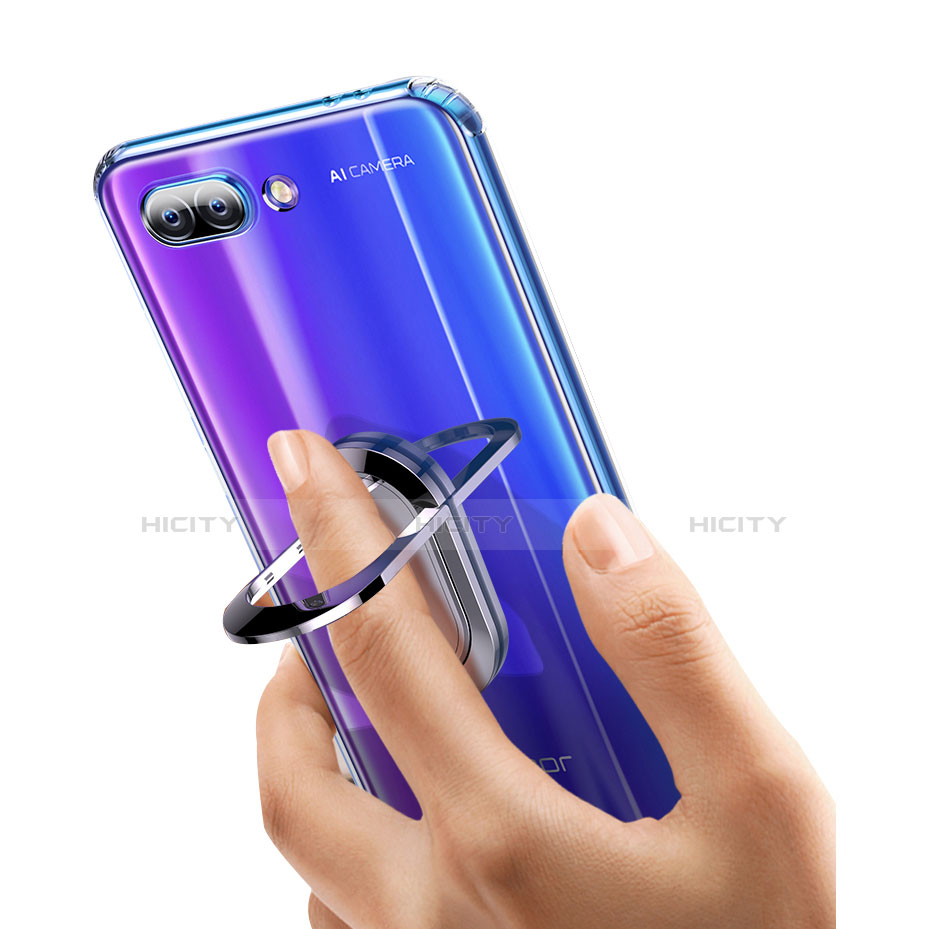 Funda Silicona Ultrafina Transparente con Anillo de dedo Soporte para Huawei Honor 10 Claro