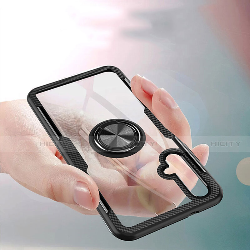 Funda Silicona Ultrafina Transparente con Anillo de dedo Soporte para Huawei Honor 20S Negro