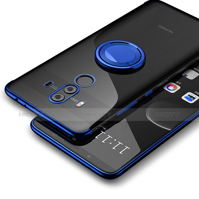 Funda Silicona Ultrafina Transparente con Anillo de dedo Soporte para Huawei Mate 10 Pro Azul