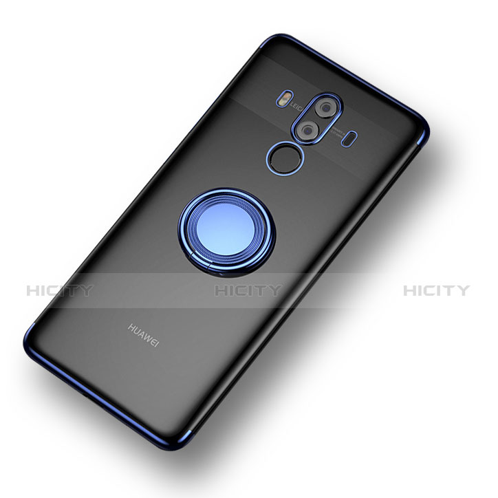 Funda Silicona Ultrafina Transparente con Anillo de dedo Soporte para Huawei Mate 10 Pro Azul