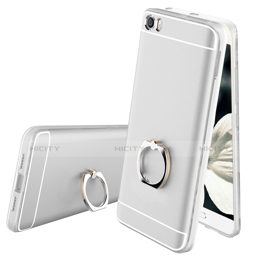 Funda Silicona Ultrafina Transparente con Anillo de dedo Soporte para Xiaomi Mi 5 Claro