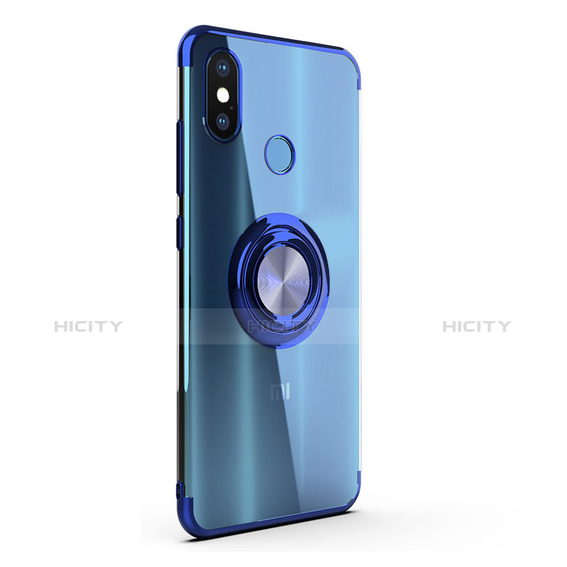 Funda Silicona Ultrafina Transparente con Anillo de dedo Soporte para Xiaomi Mi 8 Azul