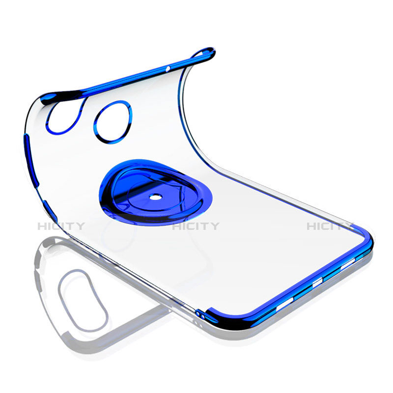 Funda Silicona Ultrafina Transparente con Anillo de dedo Soporte para Xiaomi Mi 8 Azul