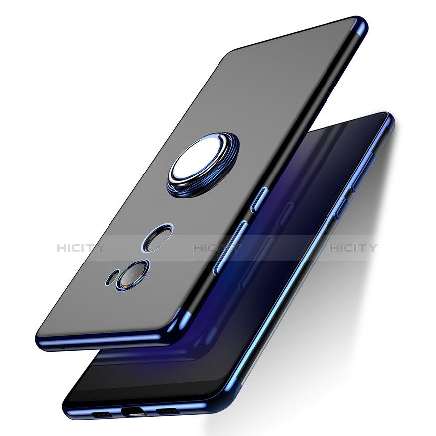 Funda Silicona Ultrafina Transparente con Anillo de dedo Soporte para Xiaomi Mi Mix Evo Azul