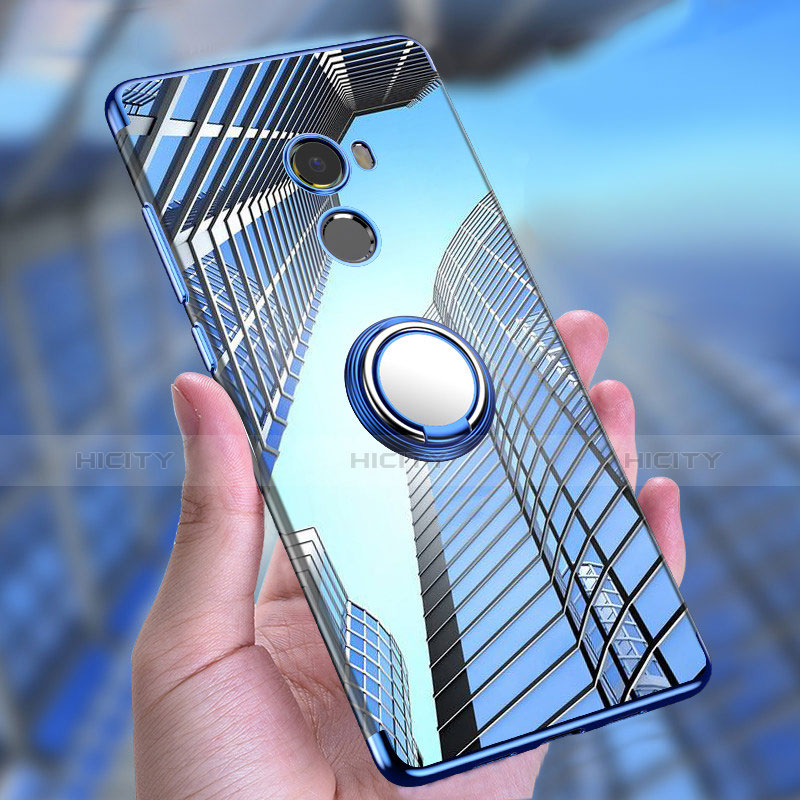 Funda Silicona Ultrafina Transparente con Anillo de dedo Soporte para Xiaomi Mi Mix Evo Azul