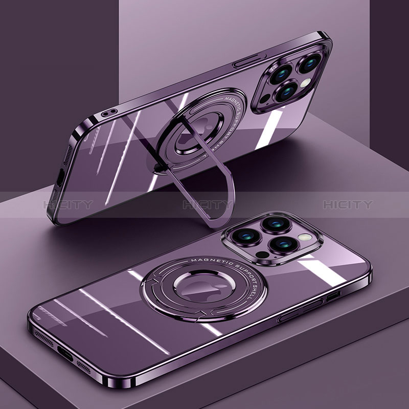 Funda Silicona Ultrafina Transparente con Mag-Safe Magnetic AC1 para Apple iPhone 14 Pro Morado