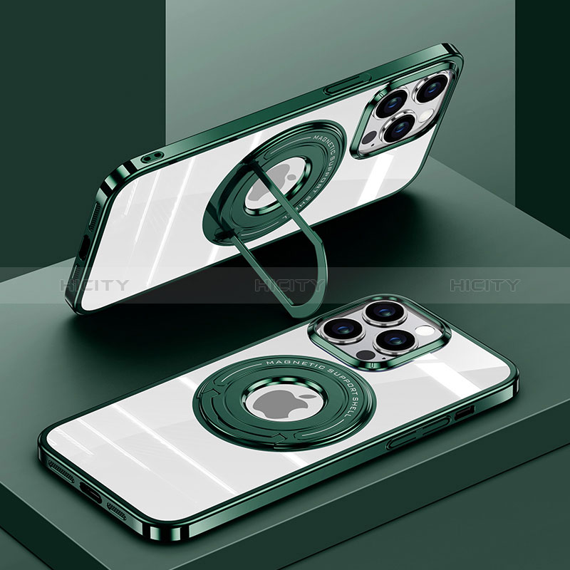 Funda Silicona Ultrafina Transparente con Mag-Safe Magnetic AC1 para Apple iPhone 15 Pro Verde