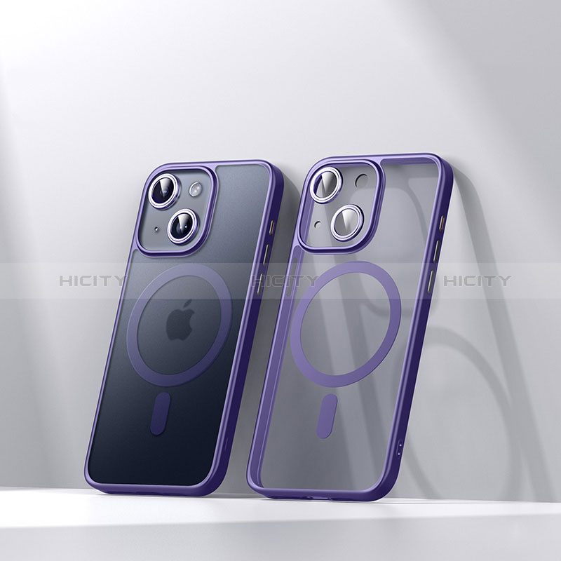 Funda Silicona Ultrafina Transparente con Mag-Safe Magnetic LD4 para Apple iPhone 14 Morado