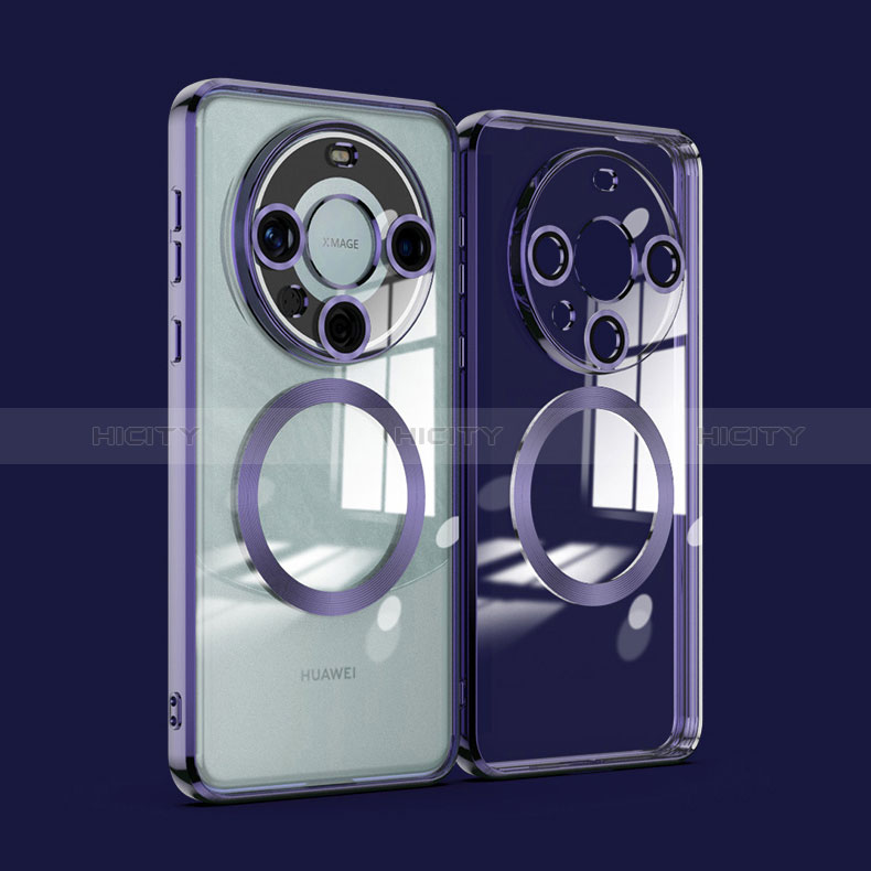 Funda Silicona Ultrafina Transparente con Mag-Safe Magnetic P01 para Huawei Mate 60 Pro Morado