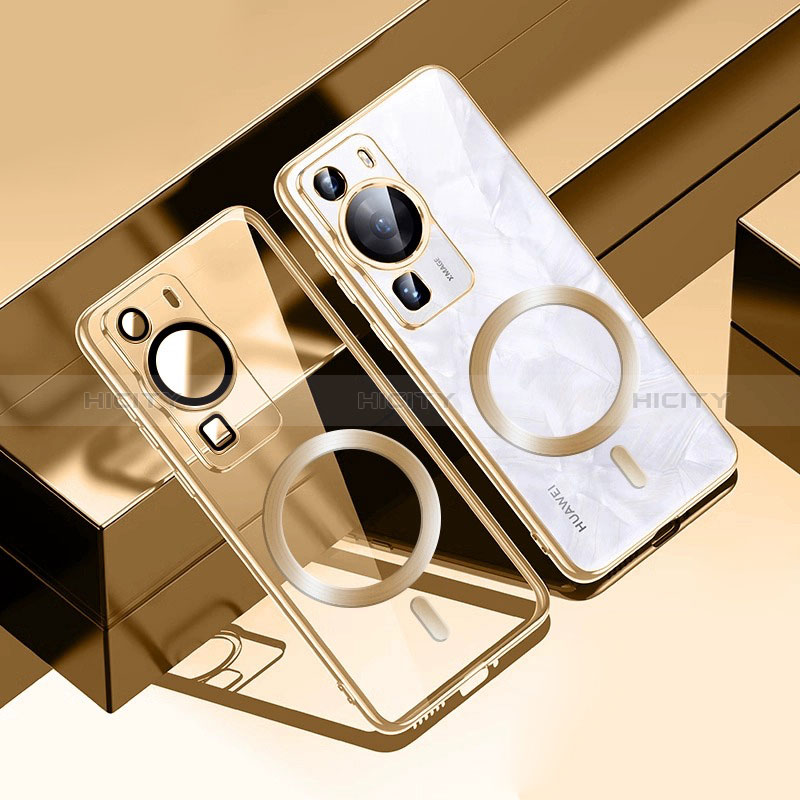 Funda Silicona Ultrafina Transparente con Mag-Safe Magnetic S01 para Huawei P60 Pro Oro