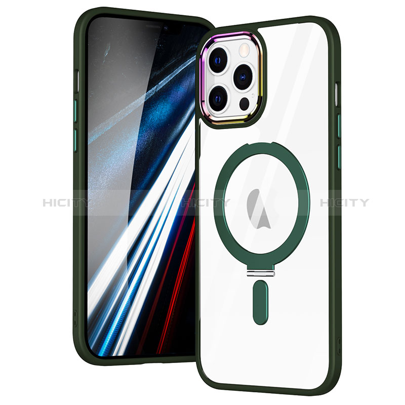 Funda Silicona Ultrafina Transparente con Mag-Safe Magnetic SD1 para Apple iPhone 12 Pro Max Verde