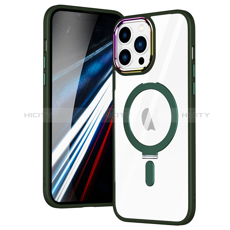 Funda Silicona Ultrafina Transparente con Mag-Safe Magnetic SD1 para Apple iPhone 13 Pro Max Verde