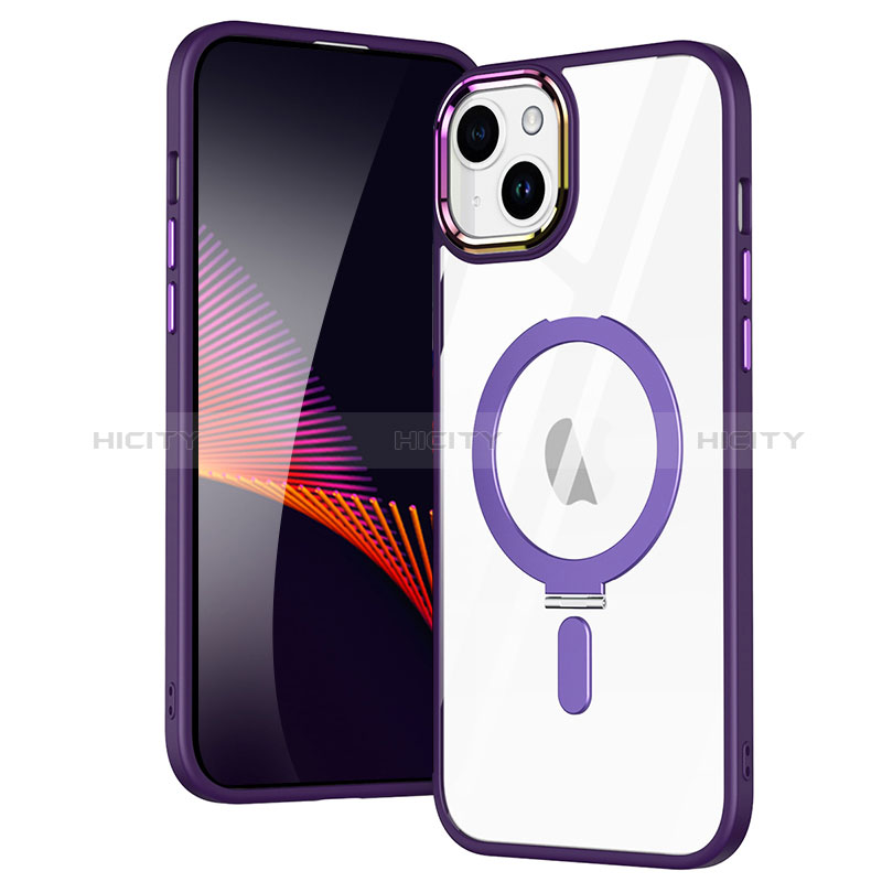 Funda Silicona Ultrafina Transparente con Mag-Safe Magnetic SD1 para Apple iPhone 15 Morado