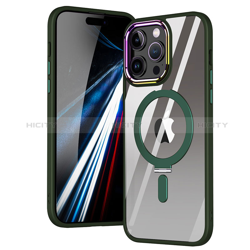 Funda Silicona Ultrafina Transparente con Mag-Safe Magnetic SD1 para Apple iPhone 15 Pro Max Verde