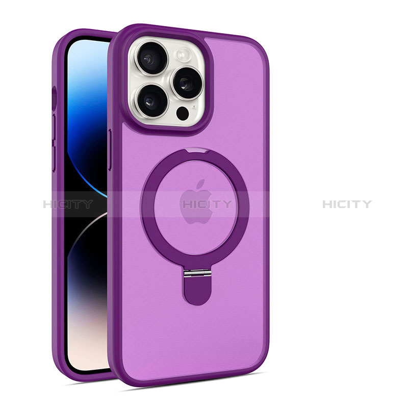 Funda Silicona Ultrafina Transparente con Mag-Safe Magnetic T02 para Apple iPhone 15 Pro Morado