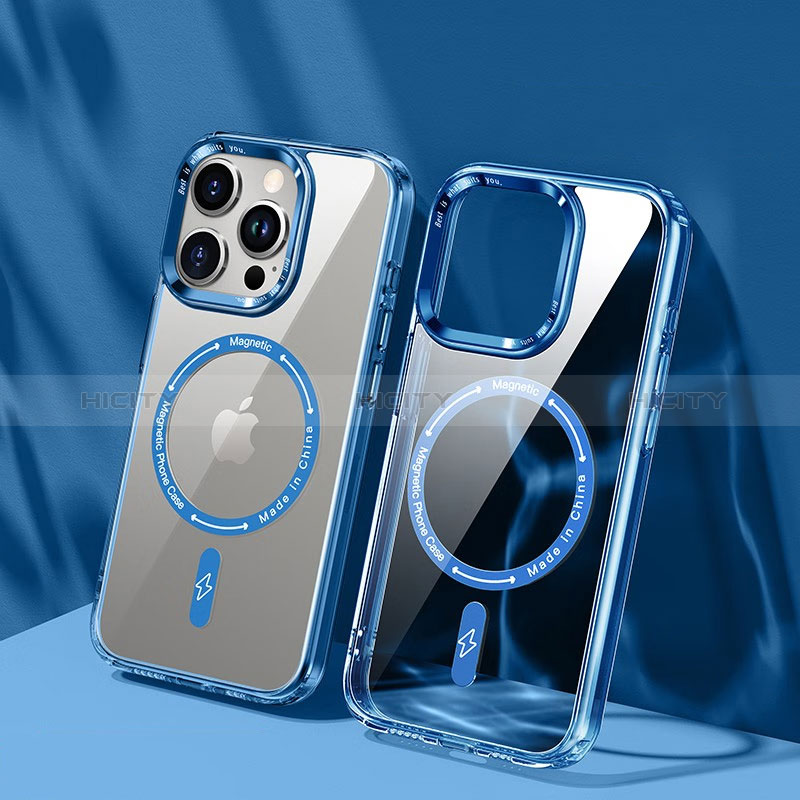 Funda Silicona Ultrafina Transparente con Mag-Safe Magnetic TB1 para Apple iPhone 15 Pro Azul