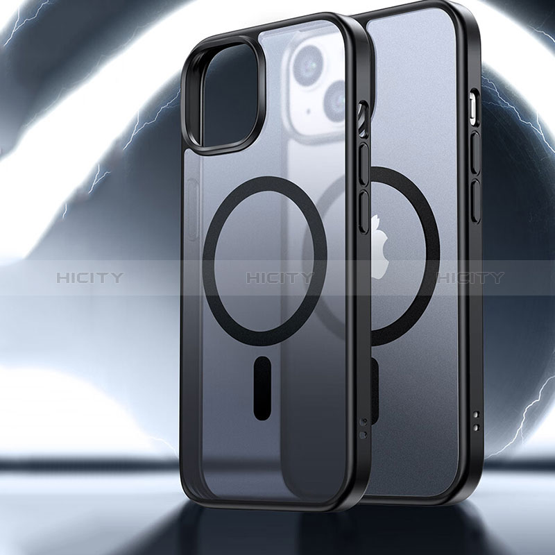 Funda Silicona Ultrafina Transparente con Mag-Safe Magnetic XD5 para Apple iPhone 14 Plus Negro