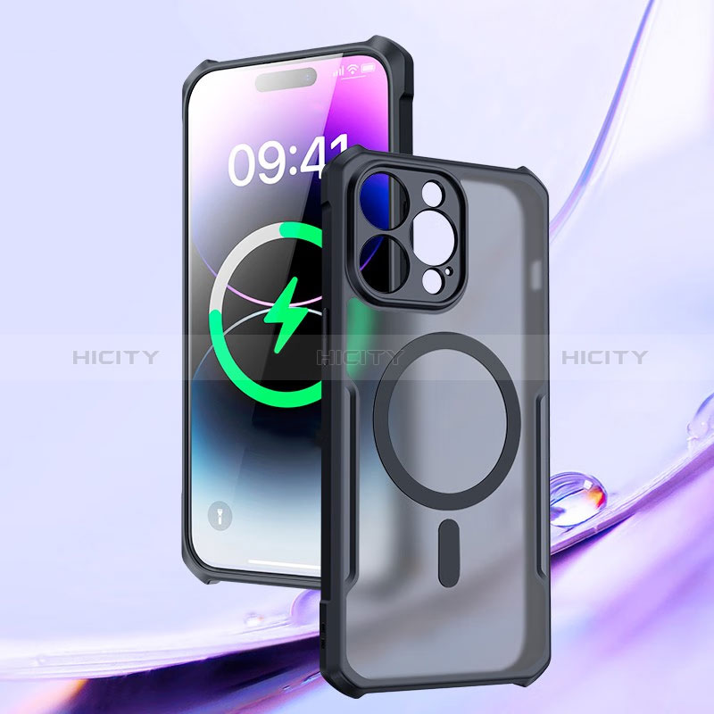 Funda Silicona Ultrafina Transparente con Mag-Safe Magnetic XD6 para Apple iPhone 15 Pro Max Negro