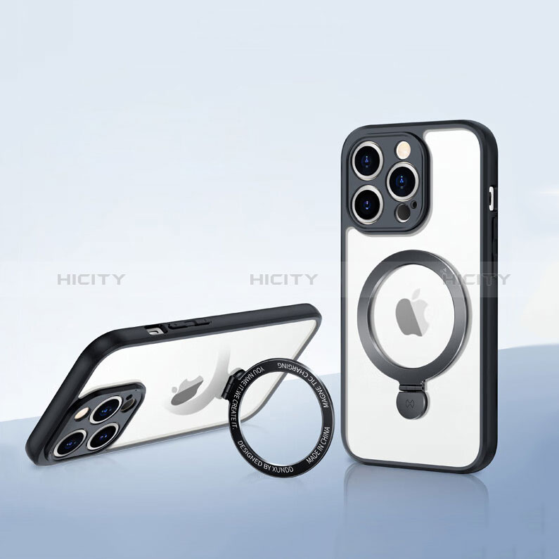 Funda Silicona Ultrafina Transparente con Mag-Safe Magnetic XD8 para Apple iPhone 15 Pro Negro