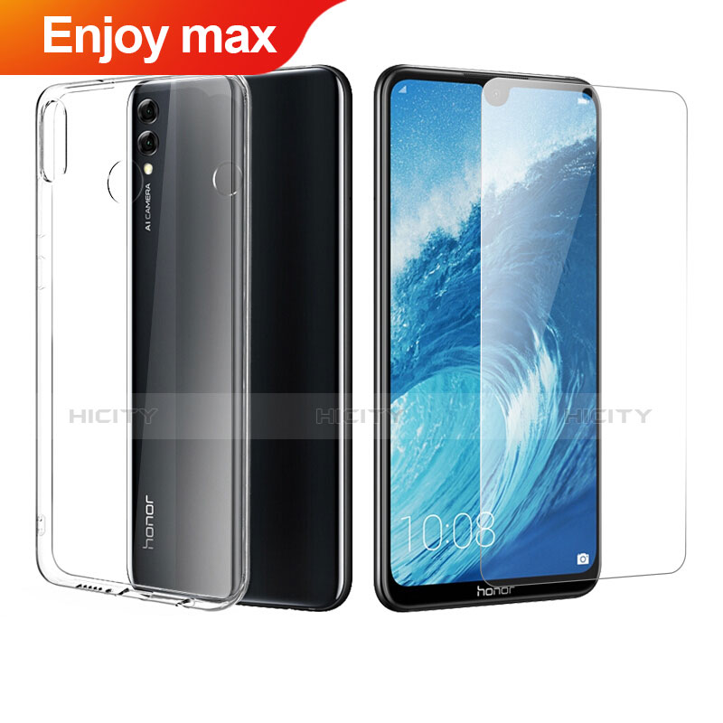 Funda Silicona Ultrafina Transparente con Protector de Pantalla para Huawei Enjoy Max Claro