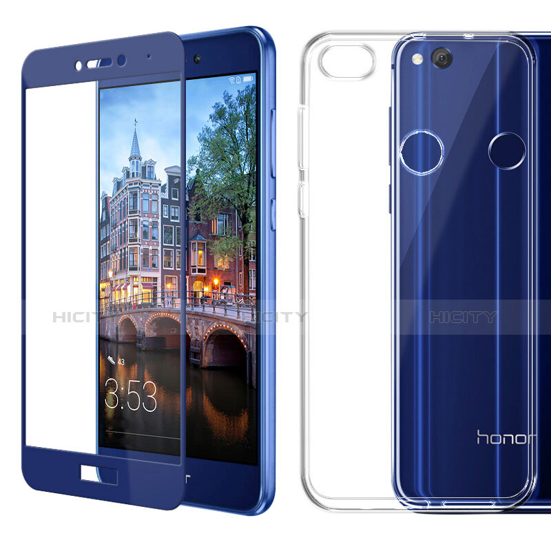 Funda Silicona Ultrafina Transparente con Protector de Pantalla para Huawei Honor 8 Lite Azul