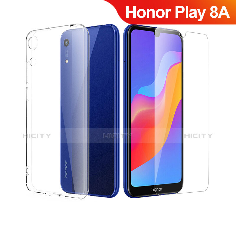 Funda Silicona Ultrafina Transparente con Protector de Pantalla para Huawei Honor Play 8A Claro