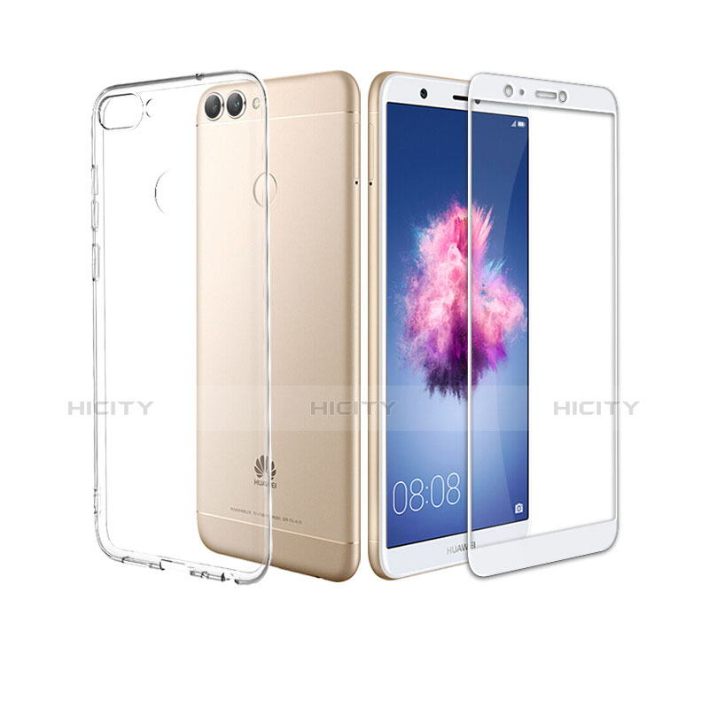 Funda Silicona Ultrafina Transparente con Protector de Pantalla para Huawei P Smart Blanco