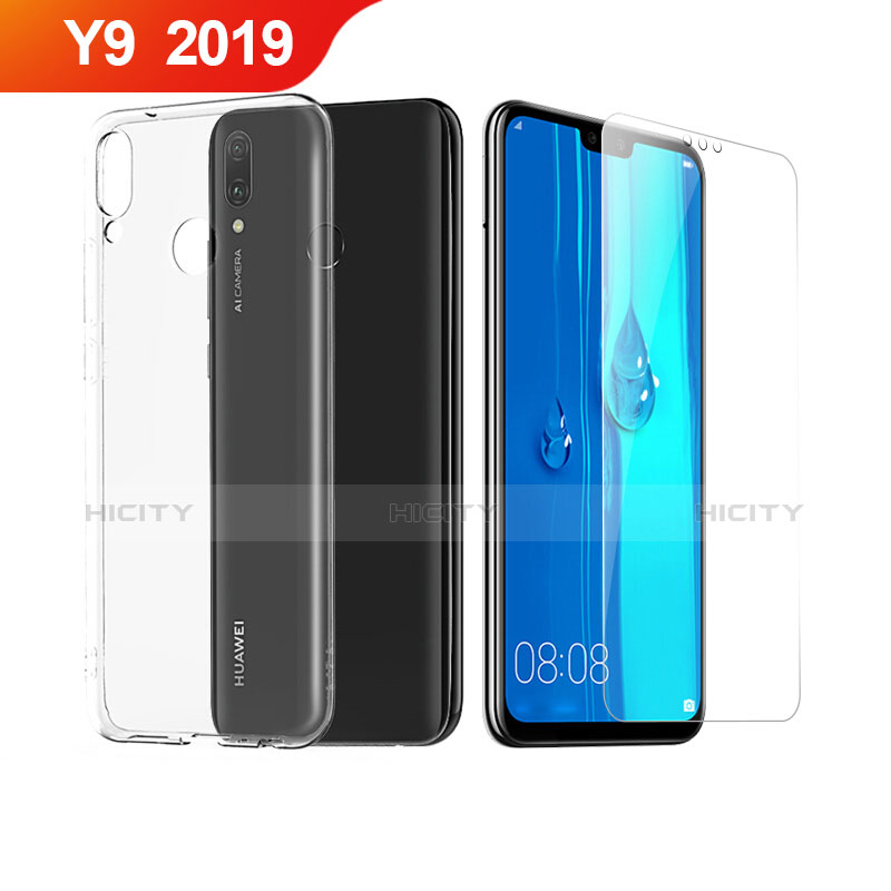 Funda Silicona Ultrafina Transparente con Protector de Pantalla para Huawei Y9 (2019) Claro