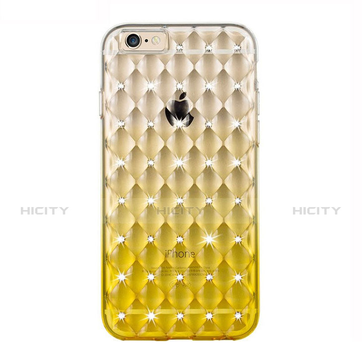 Funda Silicona Ultrafina Transparente Gradiente Diamante para Apple iPhone 6 Amarillo