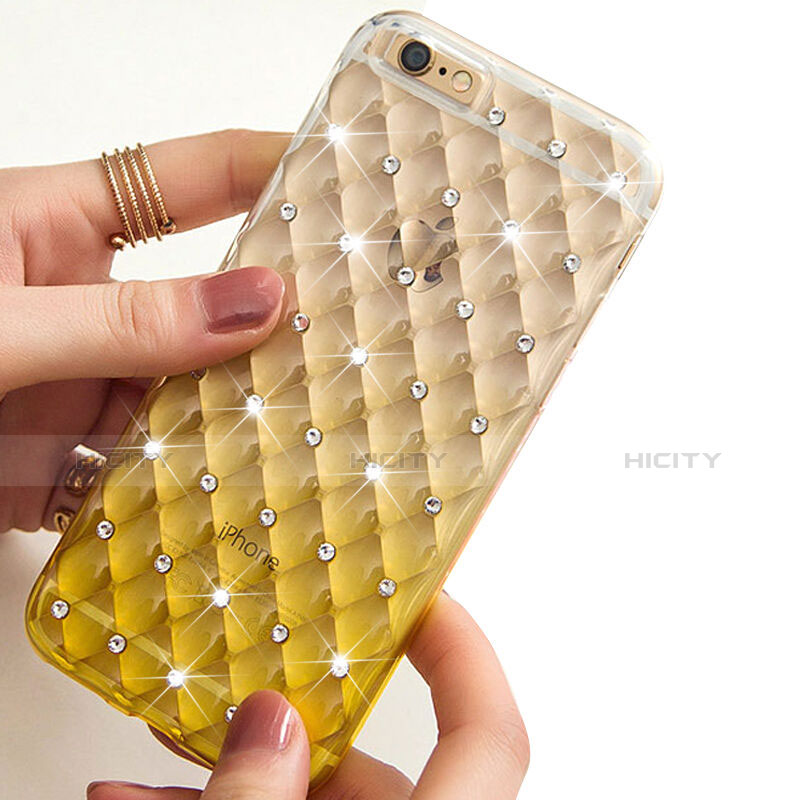 Funda Silicona Ultrafina Transparente Gradiente Diamante para Apple iPhone 6 Amarillo