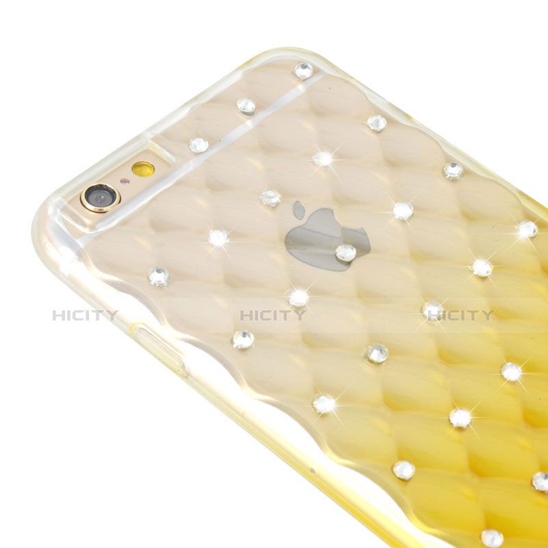 Funda Silicona Ultrafina Transparente Gradiente Diamante para Apple iPhone 6 Amarillo