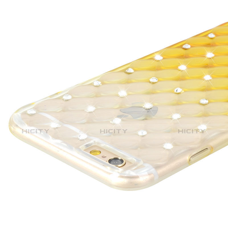 Funda Silicona Ultrafina Transparente Gradiente Diamante para Apple iPhone 6 Amarillo