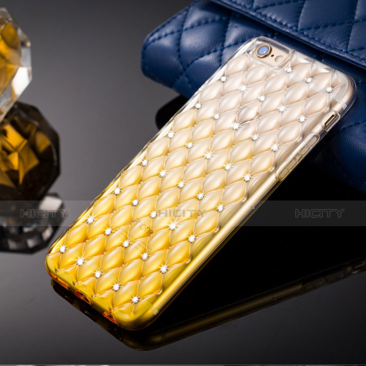 Funda Silicona Ultrafina Transparente Gradiente Diamante para Apple iPhone 6 Amarillo