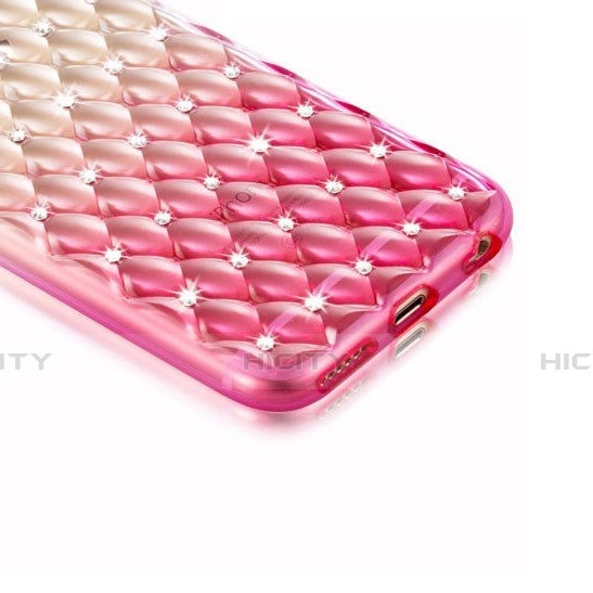 Funda Silicona Ultrafina Transparente Gradiente Diamante para Apple iPhone 6 Plus Rosa