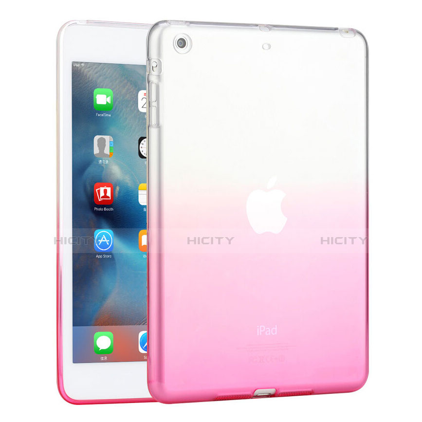 Funda Silicona Ultrafina Transparente Gradiente para Apple iPad Mini 3 Rosa