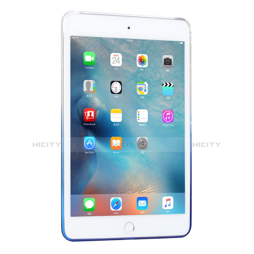 Funda Silicona Ultrafina Transparente Gradiente para Apple iPad Mini 4 Azul