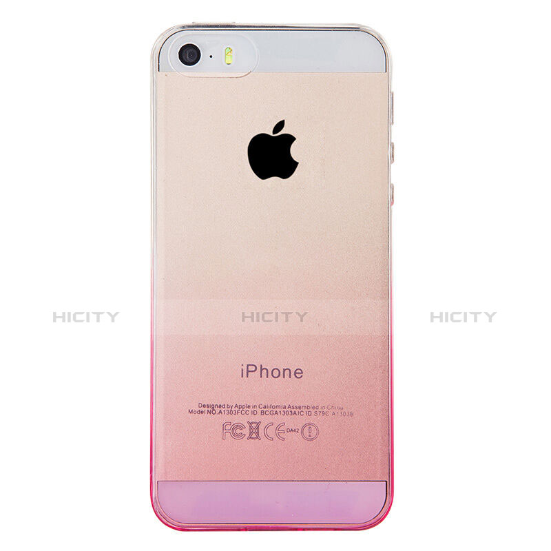 Funda Silicona Ultrafina Transparente Gradiente para Apple iPhone 5S Rosa