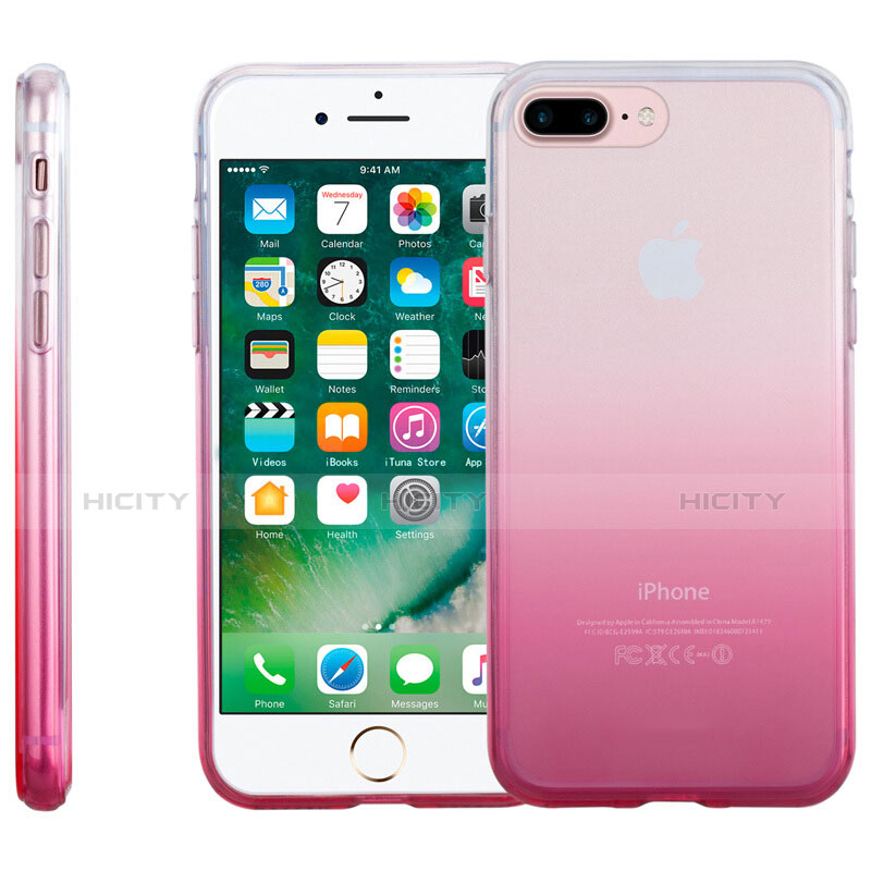 Funda Silicona Ultrafina Transparente Gradiente para Apple iPhone 7 Plus Rosa