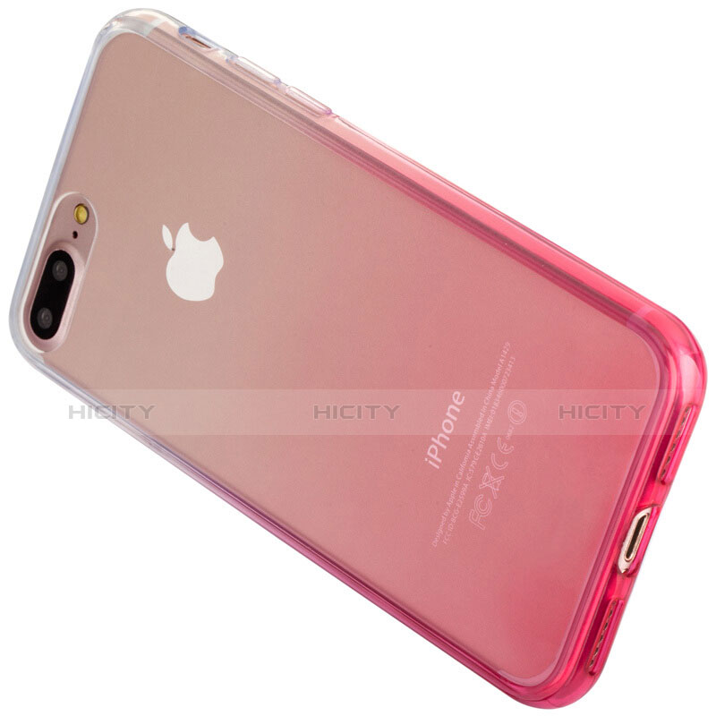 Funda Silicona Ultrafina Transparente Gradiente para Apple iPhone 7 Plus Rosa