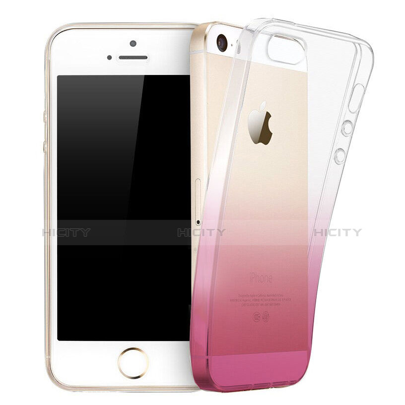 Funda Silicona Ultrafina Transparente Gradiente para Apple iPhone SE Rosa