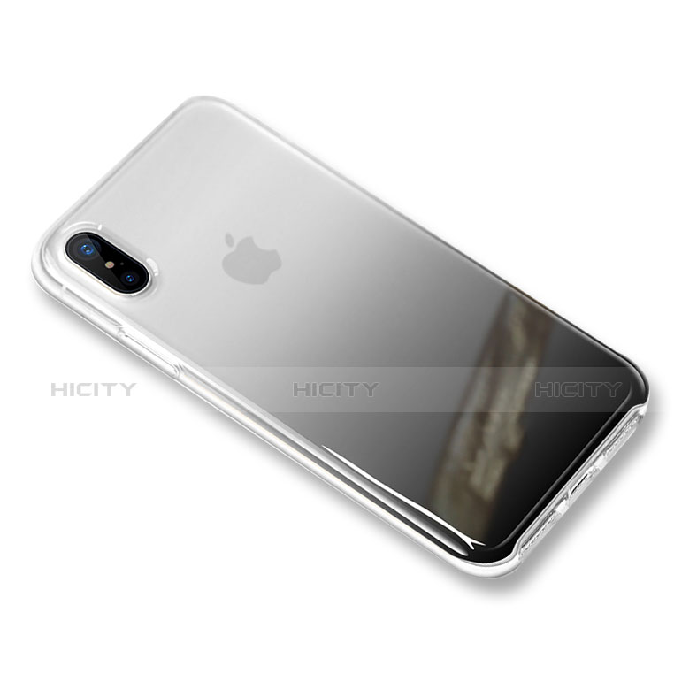 Funda Silicona Ultrafina Transparente Gradiente para Apple iPhone Xs Negro