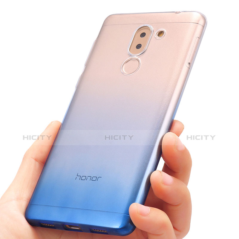 Funda Silicona Ultrafina Transparente Gradiente para Huawei Honor 6X Pro Azul