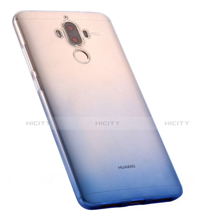 Funda Silicona Ultrafina Transparente Gradiente para Huawei Mate 9 Azul