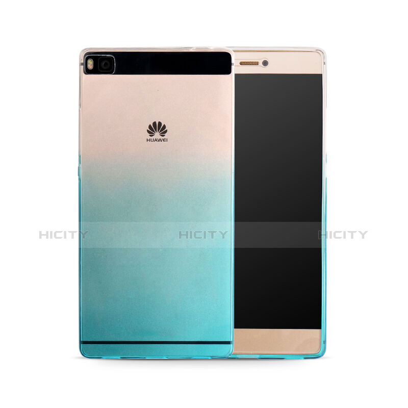 Funda Silicona Ultrafina Transparente Gradiente para Huawei P8 Azul